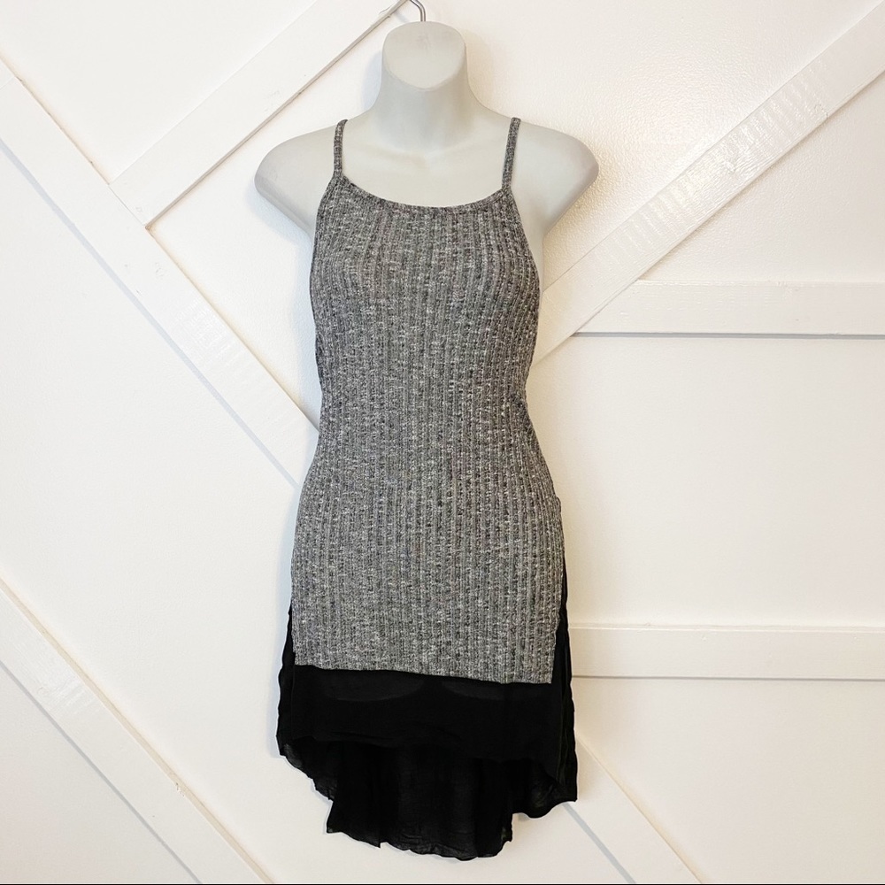 Michelle by Comune Snelling Sleeveless Knit Mini Dress Charcoal Gray Size Small